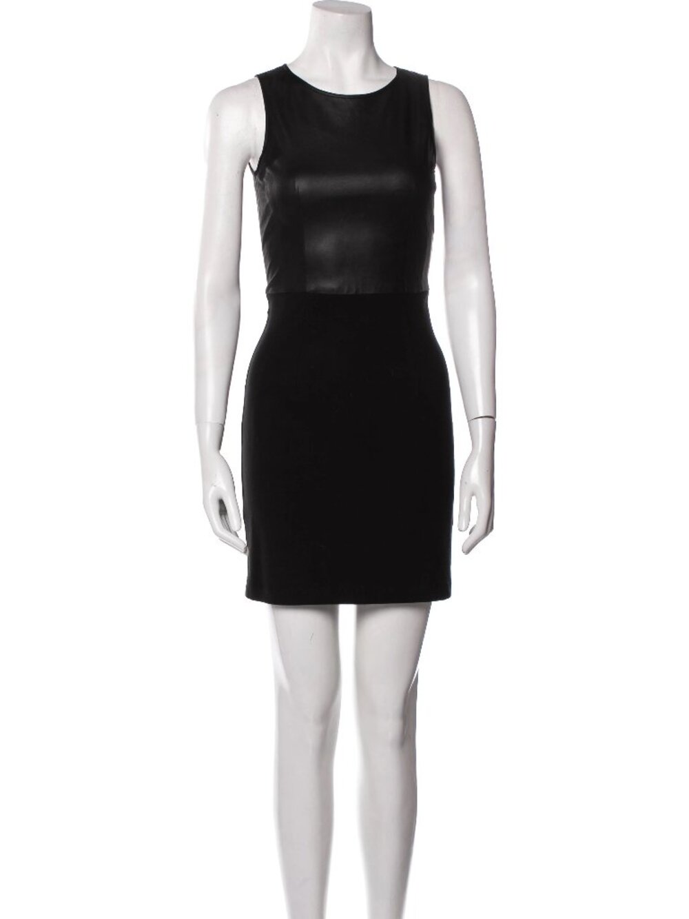 Theory Leather Sheath Dress Black Sleeveless Scoop Neck